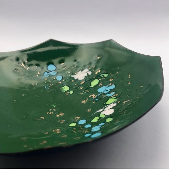 [vintage] Unsigned MCM Enameled Copper Footed Dish - Picture 6 of 14